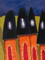 Huts by Colbert Mashile, oil on canvas, sold Nov 2017