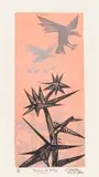 Peter Clarke, Thorns and Birds, colour linocut