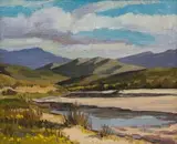 David Botha, Landscape with River, oil on board