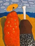 Colbert Mashile, Couple, oil on canvas