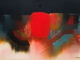 Larry Scully, Red and Black Abstract, oil on canvas