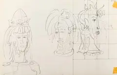King Study by Alexis Preller, pencil on paper, sold Nov 2017