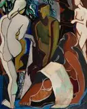 Cecily Sash, Female Figures, oil on board