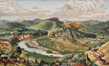 Geoffrey Terence Charlesworth, A view of the Umgeni River from Banfield Crescent, Puntans Hill, Durban, oil on canvas laid down on board
