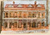 Carola Brotherton, Andries Street, mixed media on paper laid down on card