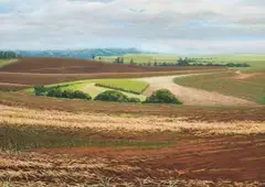 Diamond Bozas, Gavin Wiseman's Farm, oil on board