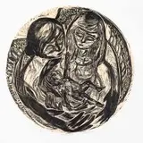 Anna Alcock, Guardian Angel, woodcut print