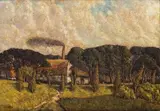 Moses Tladi, Near the Mill - Kroonstad (OFS), oil on canvas laid down on board