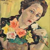 Irma Stern, Freda with Roses, oil on canvas