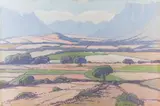 Valley with Distant Mountains by Jacobus Hendrik Pierneef, oil on card, offered Nov 2017