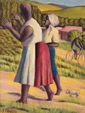 Gerard Sekoto, Women in the Country, oil on canvas laid down on board