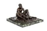 Anton van Wouw, The Mieliepap Eater, bronze with a dark brown patina, mounted on a marble base