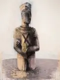 Deborah Bell, Sentinel Figure, mixed media on paper