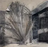 Karel Nel, Wayfarer, Mudif, Johannesburg, charcoal, pastel and sprayed pigment on bonded fibre fabric