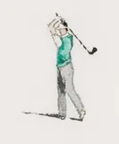 Luan Nel, The Golfer, colour aquatint