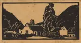 Plaasgeboue (Nilant 44) by Jacobus Hendrik Pierneef, linocut, sold Sep 2017