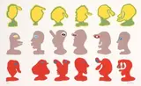 Invented Heads by Walter Battiss, 1973, colour screenprint, sold Sep 2017