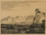 Tinus de Jongh, Table Mountain, Cape Town, etching