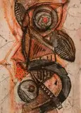 Dirk Meerkotter, Komposisie met Perdeskoen, colour etching and embossing