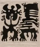 Wopko Jensma, Couple, linocut on Japanese tissue paper
