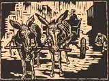 Donkey Cart by Gregoire Boonzaier, linocut, sold Sep 2017