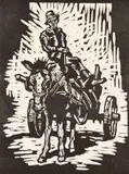 Man with Donkey Cart by Gregoire Boonzaier, linocut, sold Sep 2017