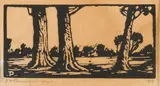 Three Trees by Jacobus Hendrik Pierneef, linocut, sold Sep 2017