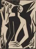 Maurice van Essche, Nude in Profile, linocut