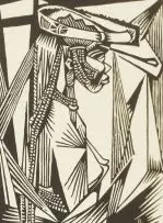 Zoltan Borbereki, Pondo with Tribal Wear, linocut