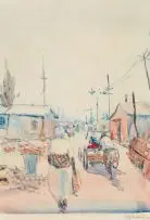 Durant Sihlali, Street Scene, Kliptown, Soweto, colour monotype