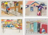 Township series, four by Sam Nhlengethwa, colour lithographs, sold Sep 2017