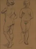 Maud Sumner, Nude Figure Study, charcoal on card