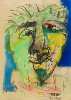 Dumisani Mabaso, Portraits, two, pastel on paper