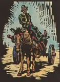 Gregoire Boonzaier, Donkey Cart, linocut with hand colouring