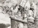 Blind Justice by Diane Victor, etching, sold Sep 2017