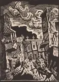 Gregoire Boonzaier, Street with Donkey, Dist. Six, linocut