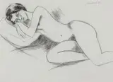 Maurice van Essche, Female Nude Sleeping, pencil on paper