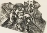 Ezrom Legae, Reclining Figure, charcoal on paper