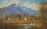 Twee Jongezellen Farm, Tulbagh by Gabriel de Jongh, oil on canvas, sold Sep 2017
