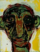 Rural Bedfellow by Nicolaas Maritz, 2016, enamel on board, sold Sep 2017