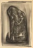 Charles Gassner, Black Cat, charcoal on paper laid down on card