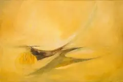 Fleur Ferri, Yellow Abstract, acrylic on board