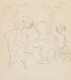 John Dronsfield, In The Park, ink on paper