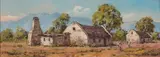 Otto Klar, Cottages and Figures, oil on board