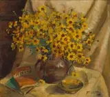 Emily Isabel Fern, Still Life with Flowers and Books