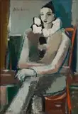 Seated Pierrot by Carl Büchner, oil on board, sold Sep 2017