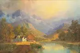 Mountain River Landscape by Gabriel de Jongh, oil on canvas, sold Sep 2017