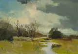 Landscape with River by Errol Boyley, oil on board, sold Sep 2017