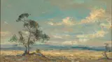 Landscape with Tree by Christopher Tugwell, oil on board, sold Sep 2017
