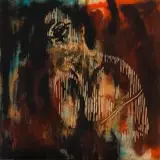 Zolani Siphungela, Female Portrait, carved and painted wood panel